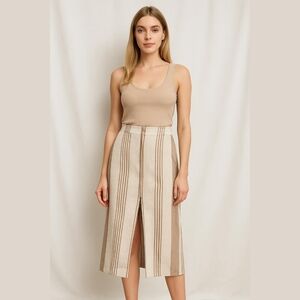 BCBGeneration Striped Tan and White Women's Skirt, Size 6